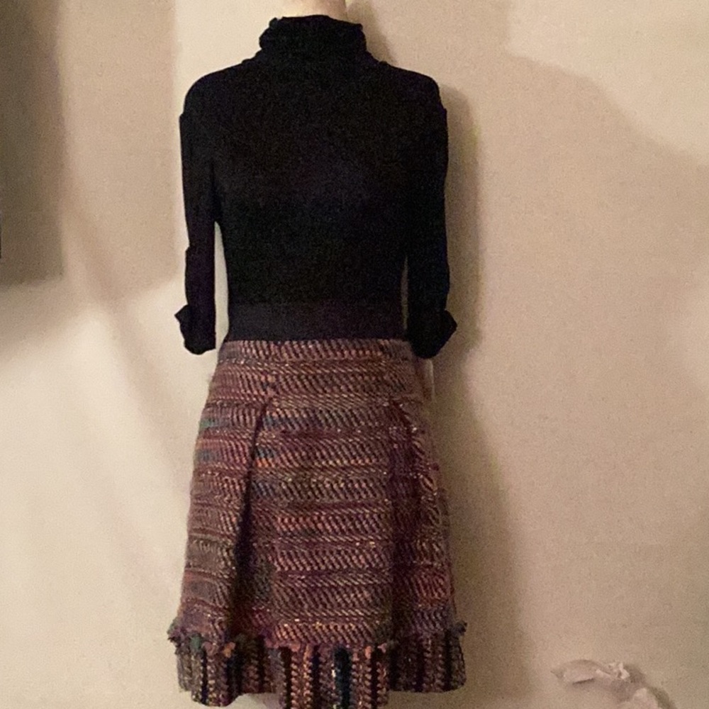NWT Phoebe Couture dress turtle neck elbow sleeves and multi color skirt # 2.